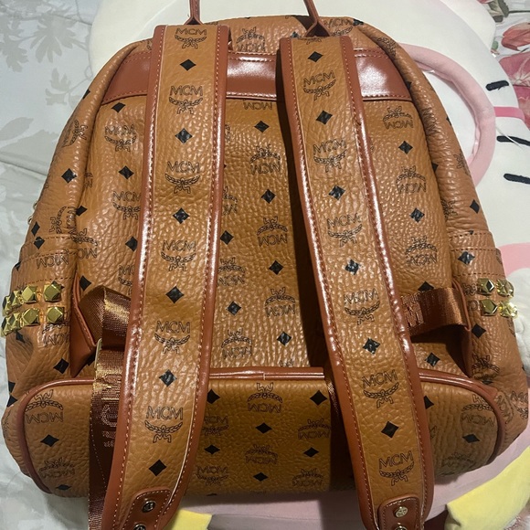 MCM Large Brown Vintage Leather Portable Rucksack Backpack Travel Multipurpose - Picture 3 of 6